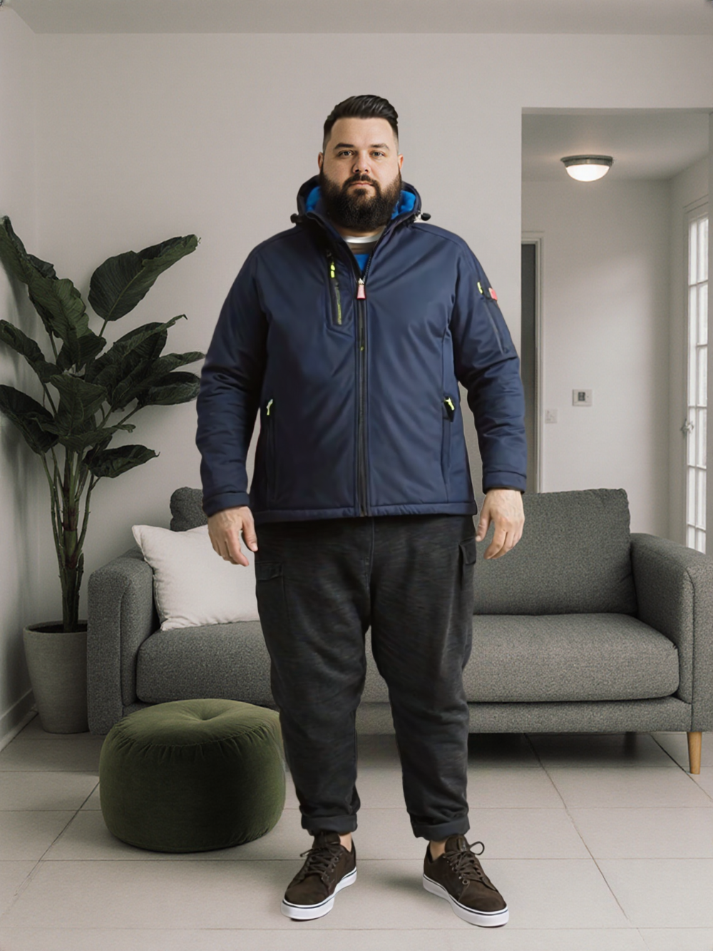 Giacchetto Soft-Shell Uomo “Creek Pad” – Impermeabile, Imbottito – Taglie Forti 2XL–4XL