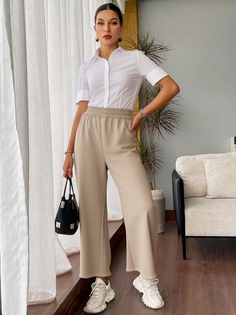 Pantaloni a Palazzo con Vita Elastica