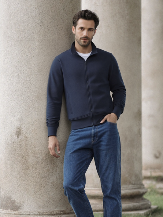 Felpa Uomo “Alabama” – Zip Intera – Taglie Forti 2XL–5XL – Nera o Blu Navy