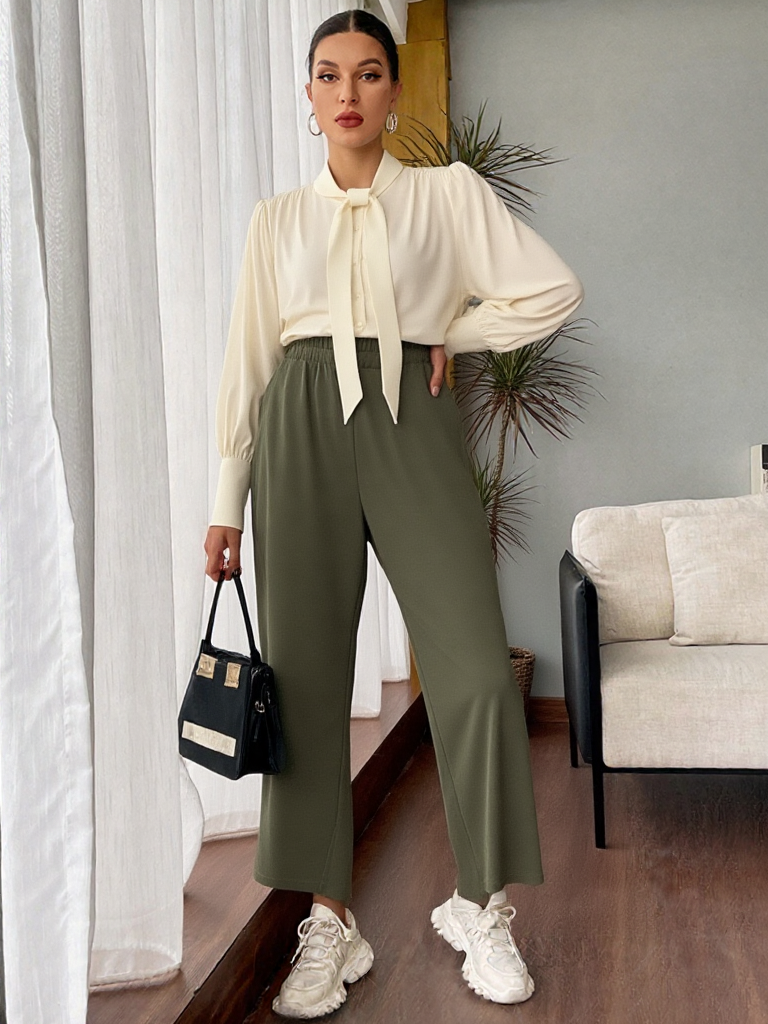 Pantaloni a Palazzo con Vita Elastica