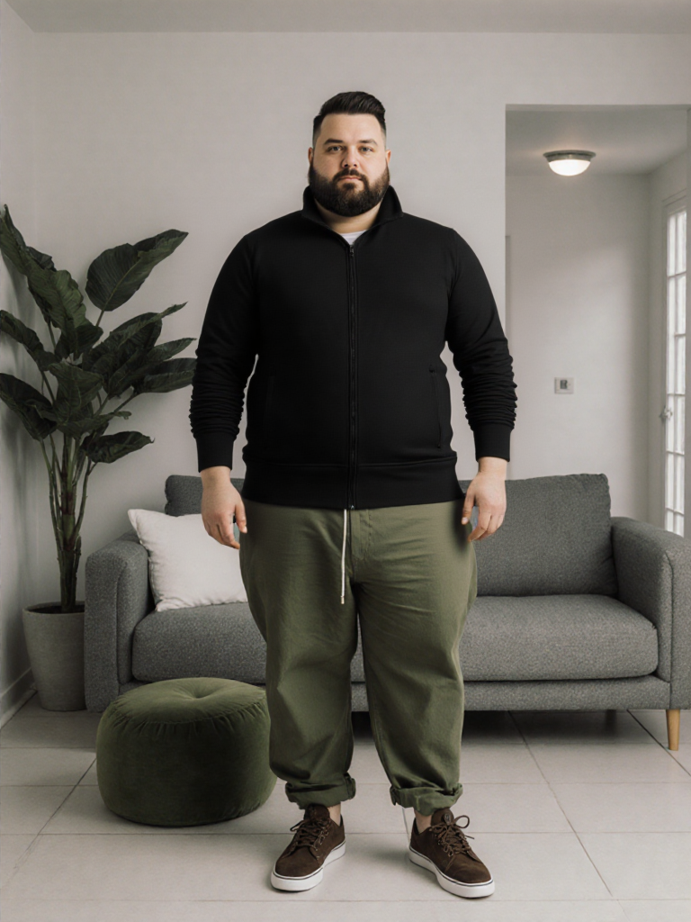 Felpa Uomo “Alabama” – Zip Intera – Taglie Forti 2XL–5XL – Nera o Blu Navy